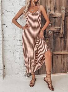 SHEIN VCAY Striped Print Cami Dress - Multicolor - View 3
