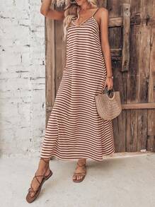 SHEIN VCAY Striped Print Cami Dress - Multicolor - View 4