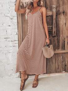 SHEIN VCAY Striped Print Cami Dress - Multicolor - View 5