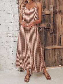SHEIN VCAY Striped Print Cami Dress - Multicolor - View 6