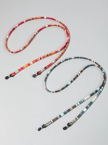 Boho 2pcs Colorful Bohemian Style Fabric Sunglasses Chains Set, Retro Eyewear Decorative Strap,Glasses Anti Loss Rope For Women And Girls Glasses Accessories For Women - Multicolor - View 6
