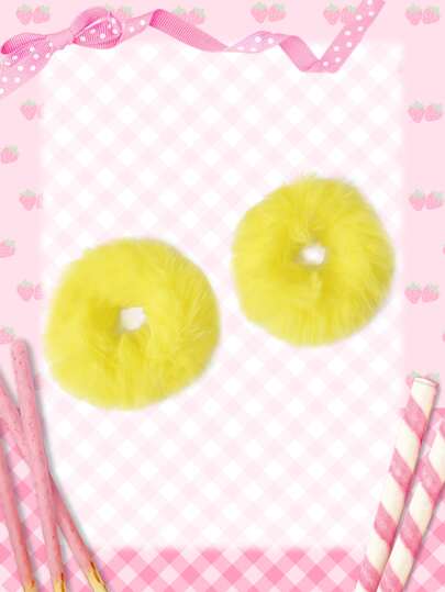 Kawaii 2 Stücke feste, flauschige Haargummis, niedliche Valentinstagsscrunchies, Haargummis