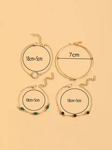 4pcs Rhinestone Circle Decor Bracelet - Yellow Gold - View 3