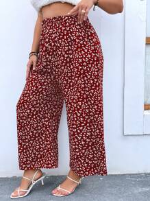 Quần Plus Size Họa tiết hoa Boho - Màu Đỏ Sâu - Xem 4