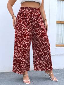 Quần Plus Size Họa tiết hoa Boho - Màu Đỏ Sâu - Xem 5