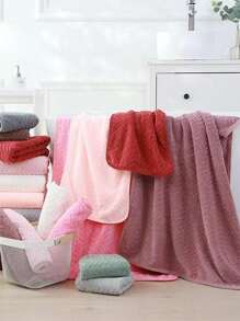 1pc Random Color Bath Towel Or 1pc Towel, Simple Soft Towel For Bathroom - Multicolor - View 3