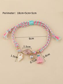 Tassel & Conch Charm Bead Decor Bracelet