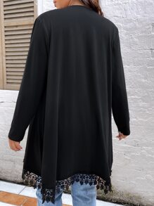 SHEIN LUNE Abrigo con encaje en contraste - Negro - Ver 2