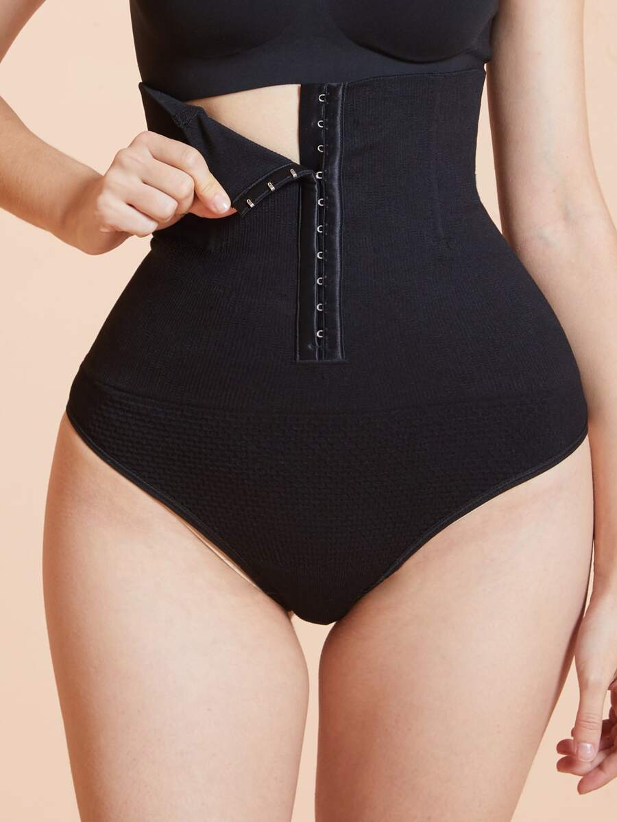 Plain Rib Shapewear Bottom - Black - View 1