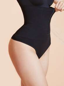 Plain Rib Shapewear Bottom - Black - View 3