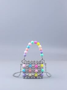 Bolsa cuadrada mini de color combinado con cuenta - Multicolor - Ver 1