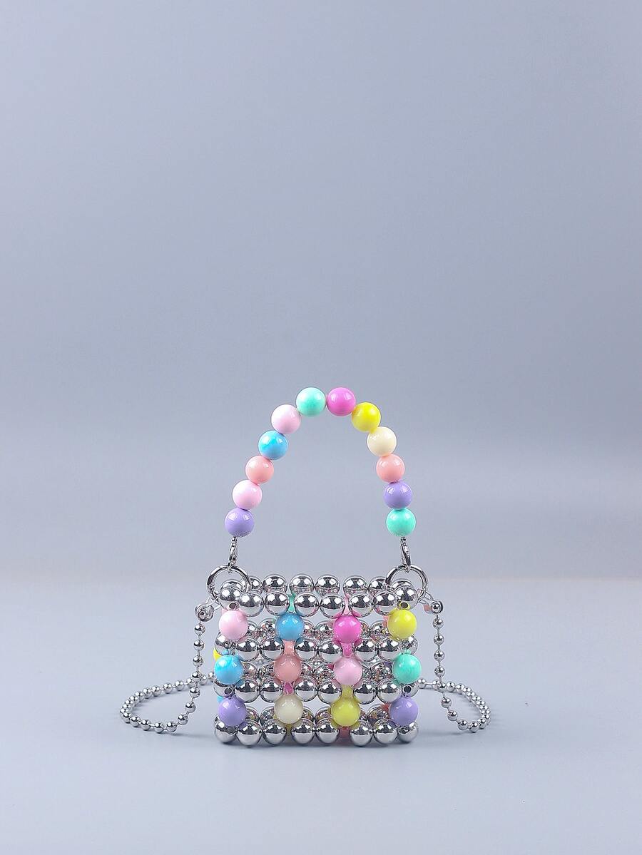 Bolsa cuadrada mini de color combinado con cuenta - Multicolor - Ver 1
