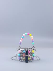 Bolsa cuadrada mini de color combinado con cuenta - Multicolor - Ver 4