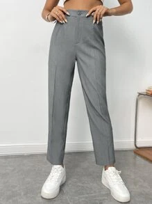 BizChic Quần tây công sở cạp cao có khóa kéo thời trang thu/đông - Xám - Xem 1