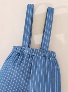 Đứa bé trai In Sao Nơ mặt trước Áo sơ mi & Sọc Tạp dề Quần short - Xanh và trắng - Xem 5