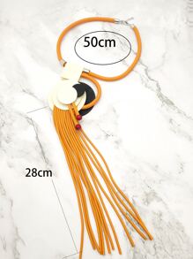 Round & Tassel Decor Necklace - Orange - View 3