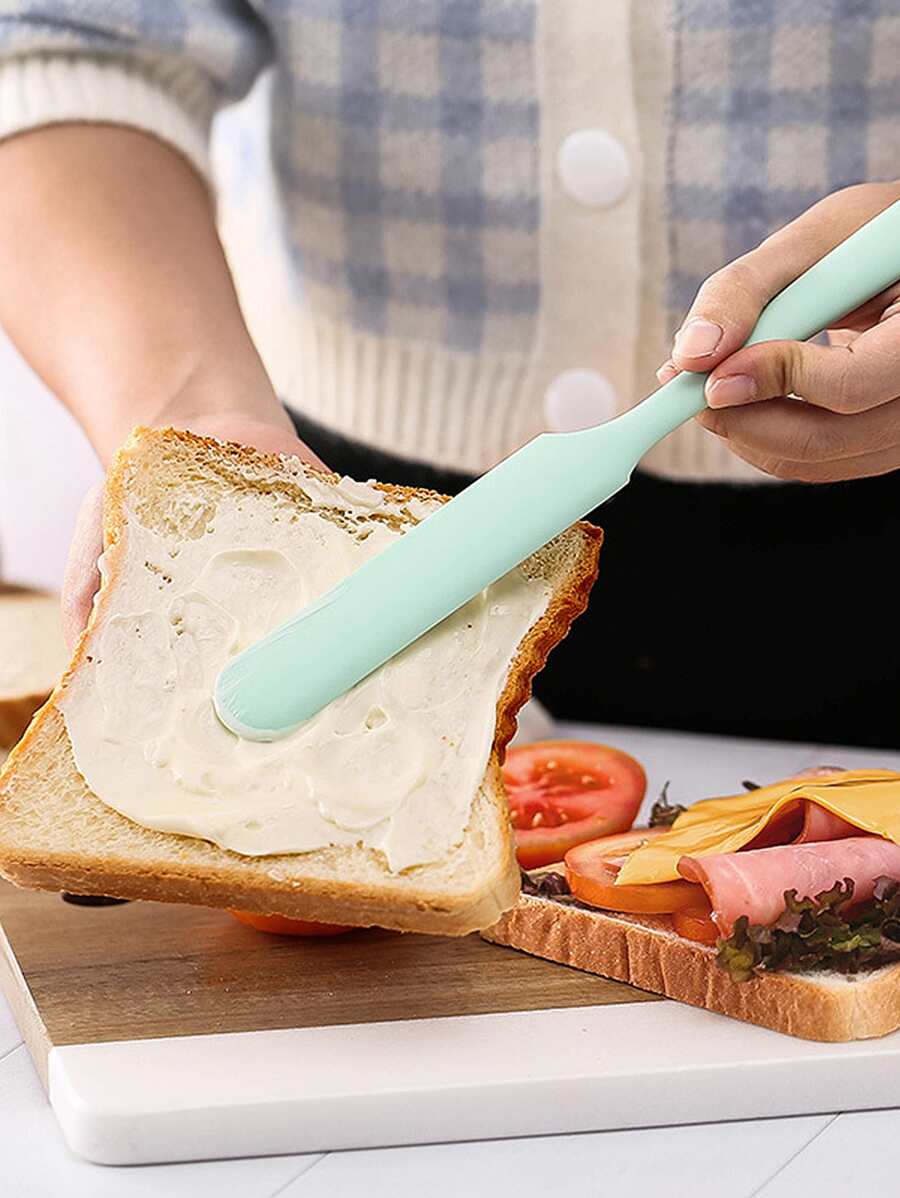 1入組矽膠刮刀奶油攪拌刀烤條刮刀矽膠抹刀耐熱不粘彈性橡膠刮刀廚房烹飪小工具 - 彩色 - 查看 1