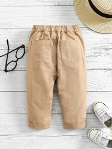 SHEIN Baby Roll Up Hem Trousers - Khaki - View 2