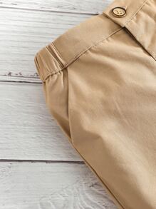 SHEIN Baby Roll Up Hem Trousers - Khaki - View 5