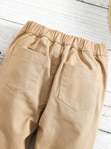 SHEIN Baby Roll Up Hem Trousers - Khaki - View 6