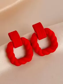 Andkiss Bông tai thả hình học xoắn rắn - Đỏ - Xem 1