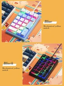 Mechanical Numeric Keypad Hot-Swap yellow Switch Wired Gaming Keypad RGB Backlit pudding Keycap 21 Keys Mini Numpad Portable Keypad Extended Layout - Black - View 8