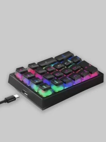 Mechanical Numeric Keypad Hot-Swap yellow Switch Wired Gaming Keypad RGB Backlit pudding Keycap 21 Keys Mini Numpad Portable Keypad Extended Layout - Black - View 2
