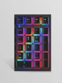 Mechanical Numeric Keypad Hot-Swap yellow Switch Wired Gaming Keypad RGB Backlit pudding Keycap 21 Keys Mini Numpad Portable Keypad Extended Layout - Black - View 3