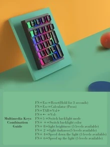 Mechanical Numeric Keypad Hot-Swap yellow Switch Wired Gaming Keypad RGB Backlit pudding Keycap 21 Keys Mini Numpad Portable Keypad Extended Layout - Black - View 4