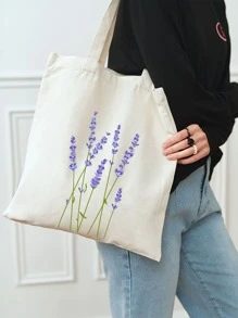 Túi Xách tay Nữ Thực vật Đôi tay cầm Sẵn sàng - Màu be - Xem 3