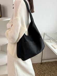 Minimalist Hobo Bag - Black - View 2