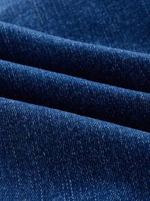 SHEIN Essnce Cut Out Drawstring Waist Ripped Raw Hem Skinny Jeans - Medium Wash - View 8