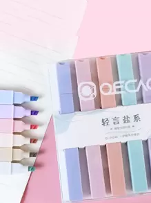 6支/套軟尖熒光筆淺色卡哇伊記號筆DIY相冊日記熒光筆學生文具 - 彩色 - 查看 1