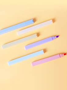 6支/套軟尖熒光筆淺色卡哇伊記號筆DIY相冊日記熒光筆學生文具 - 彩色 - 查看 3