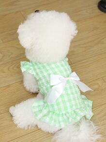 PETSIN 1pc Plaid Print Pet Dress - Green - View 7