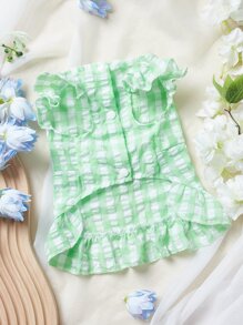 PETSIN 1pc Plaid Print Pet Dress - Green - View 6