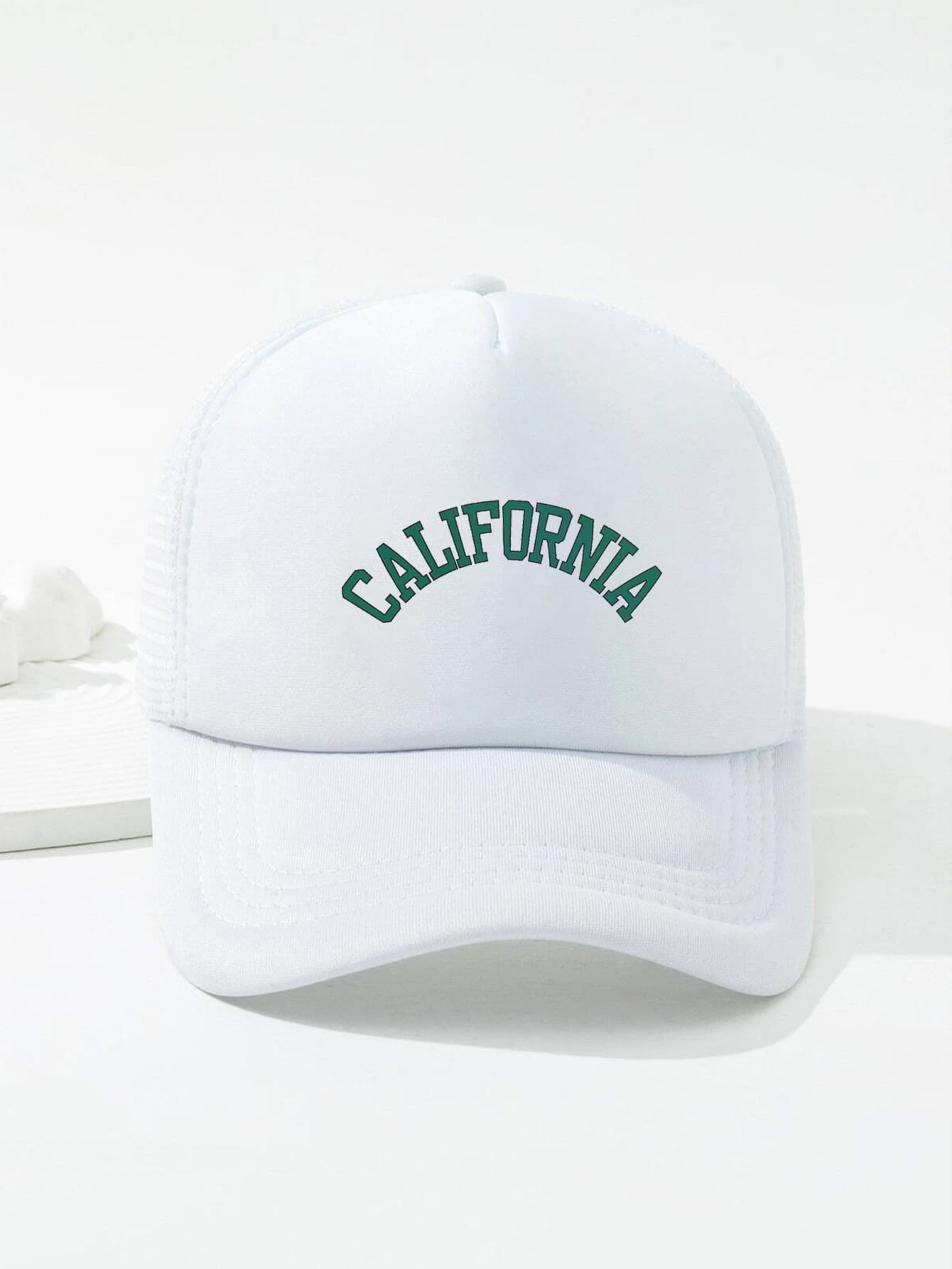 Letter Graphic Trucker Hat - White - View 1