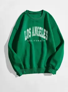 Chiquease Plus Letter Graphic Drop Shoulder Sweatshirt - Green - View 1