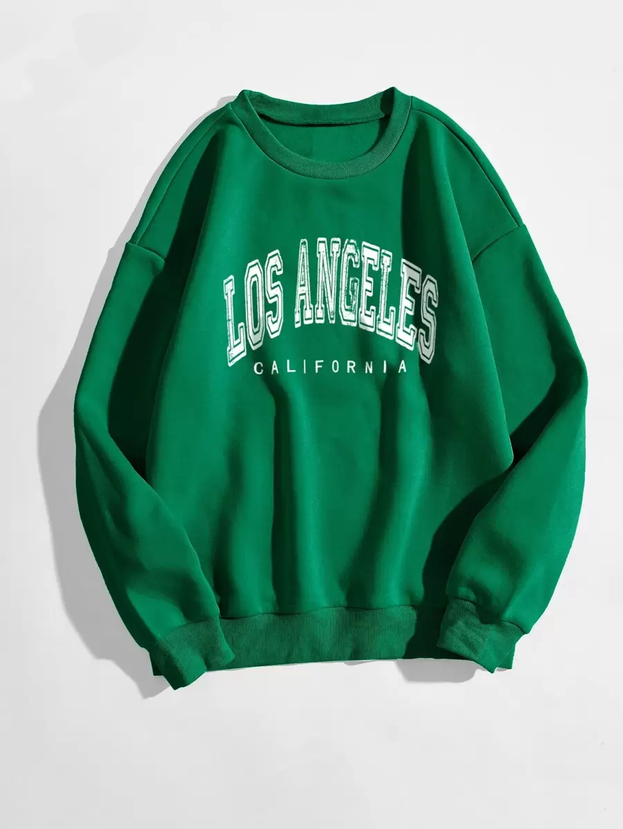 Chiquease Plus Letter Graphic Drop Shoulder Sweatshirt - Green - View 1