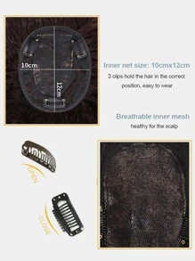 Short Curly Synthetic Hair Topper - Black - View 6