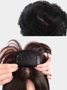 Short Curly Synthetic Hair Topper - Black - View 7