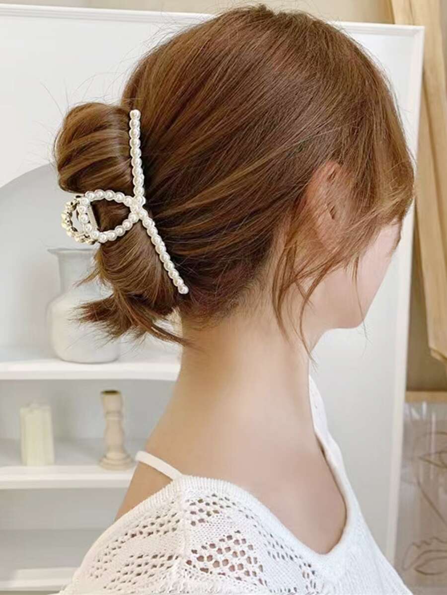 Faux Pearl Decor Hair Claw - Nhiều màu - Xem 1
