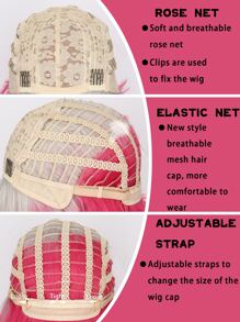 Short Straight Synthetic Wig With Bangs - Multicolor - View 6