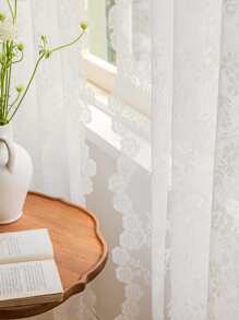 Rèm đơn bảng thêu hoa - trắng - Xem 4