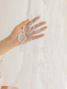 Rèm đơn bảng thêu hoa - trắng - Xem 5