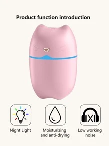 1入組貓形迷你加濕器,卡通粉色USB個人書桌加濕器適用於臥室旅行辦公室家庭