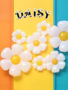 MECRLA 2 piezas Globos de plástico con forma de flor de margarita linda para decoración de escena, decoración de habitación, suministros para fiesta de cumpleaños, decoración de fiesta temática, Navidad - Blanco - Ver 1