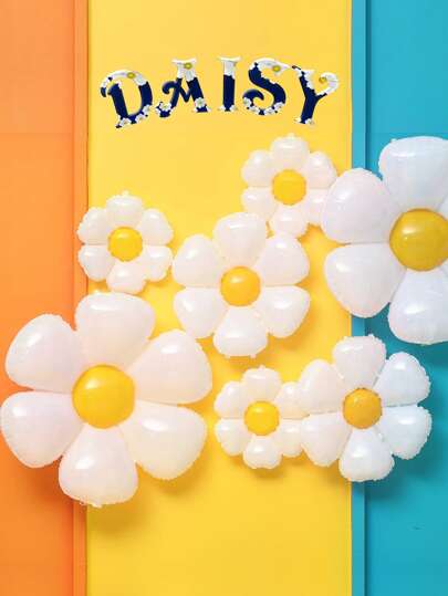 MECRLA 2pcs Plastic Balloon, Cute Daisy Flower Shaped Balloon For Scene Decor, Room Decor, Birthday Party Supplies, Theme Party Decoration, Christmas