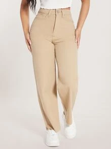 SHEIN PETITE Blugi uni cu tiv brut