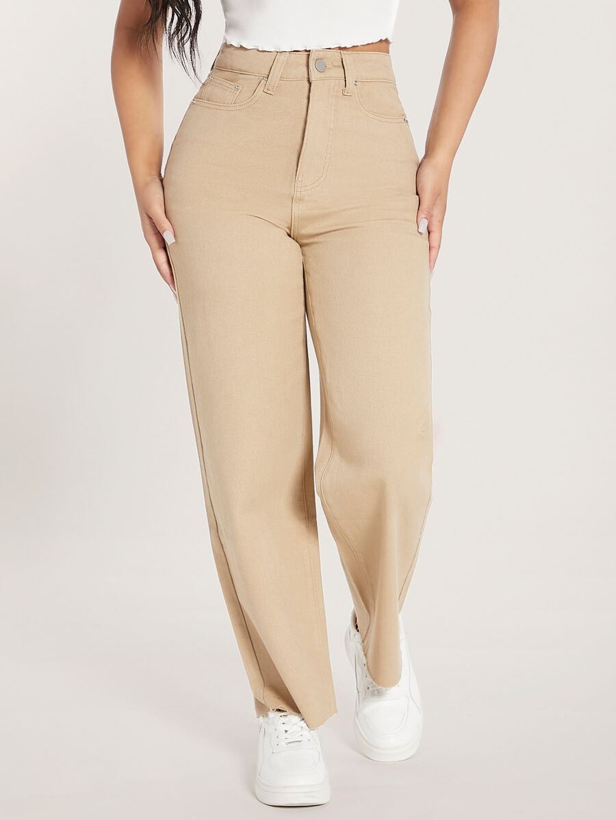 SHEIN PETITE Blugi uni cu tiv brut